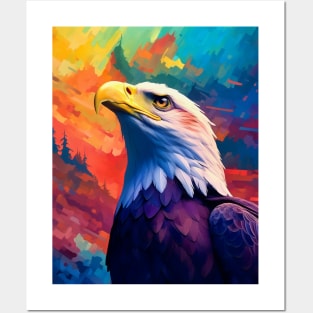 Majestic Eagle Silhouette: Freedom's Colors Posters and Art